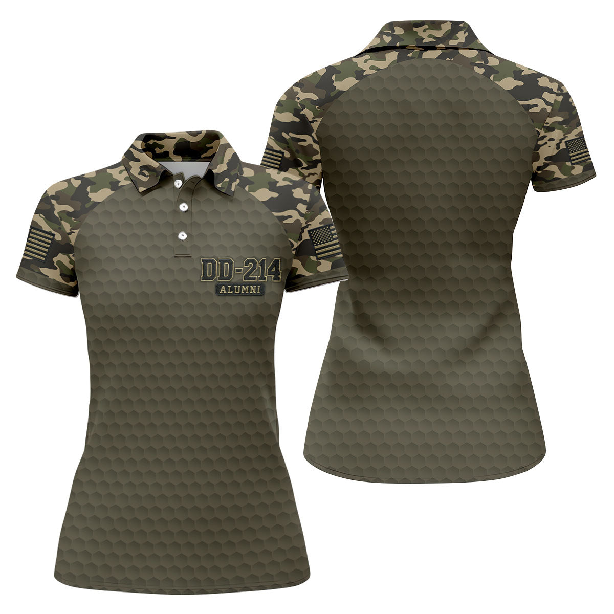 DD-214 Alumni Camo Golf Polo Shirt, Veterans Day Golf Shirt, Womens Golf Shirts