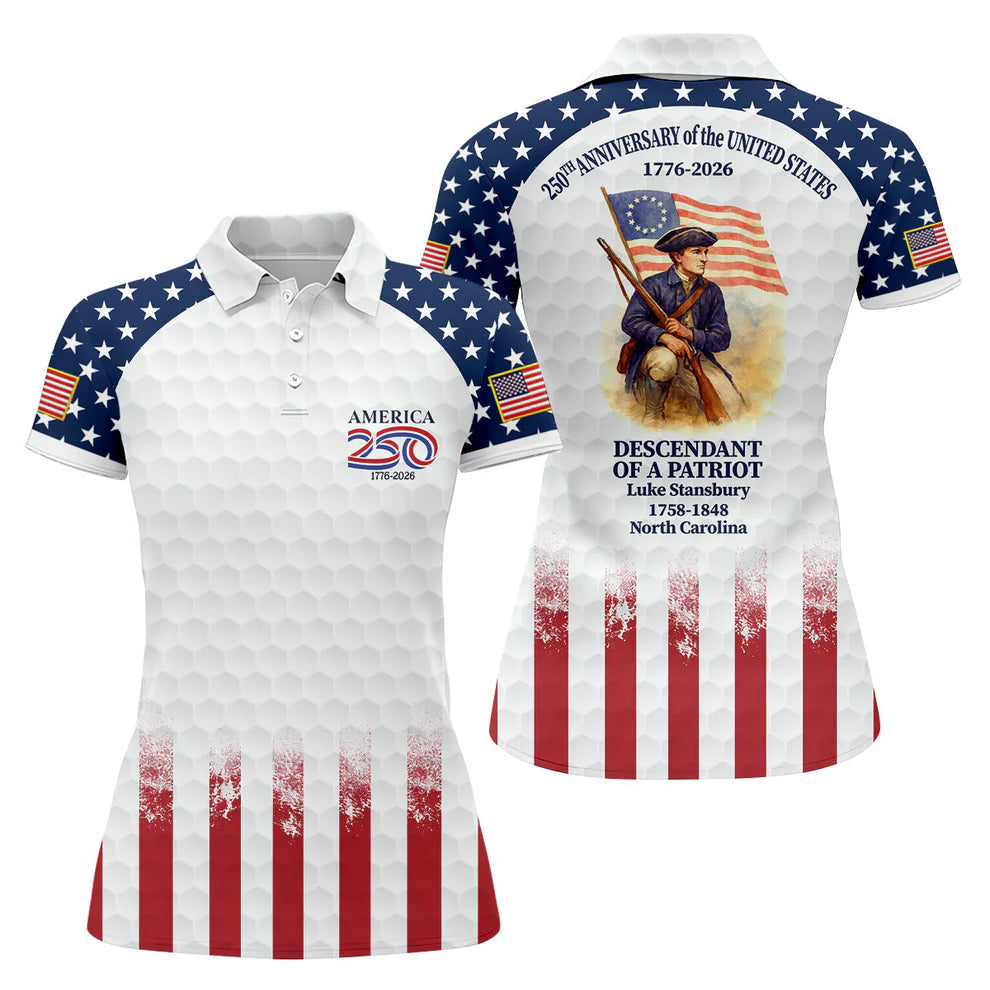 250 Years Of America Tropical Vibe Vintage Golf Polo Shirt, Patriotic 4th Of July Golf Shirt For Women (Copy)