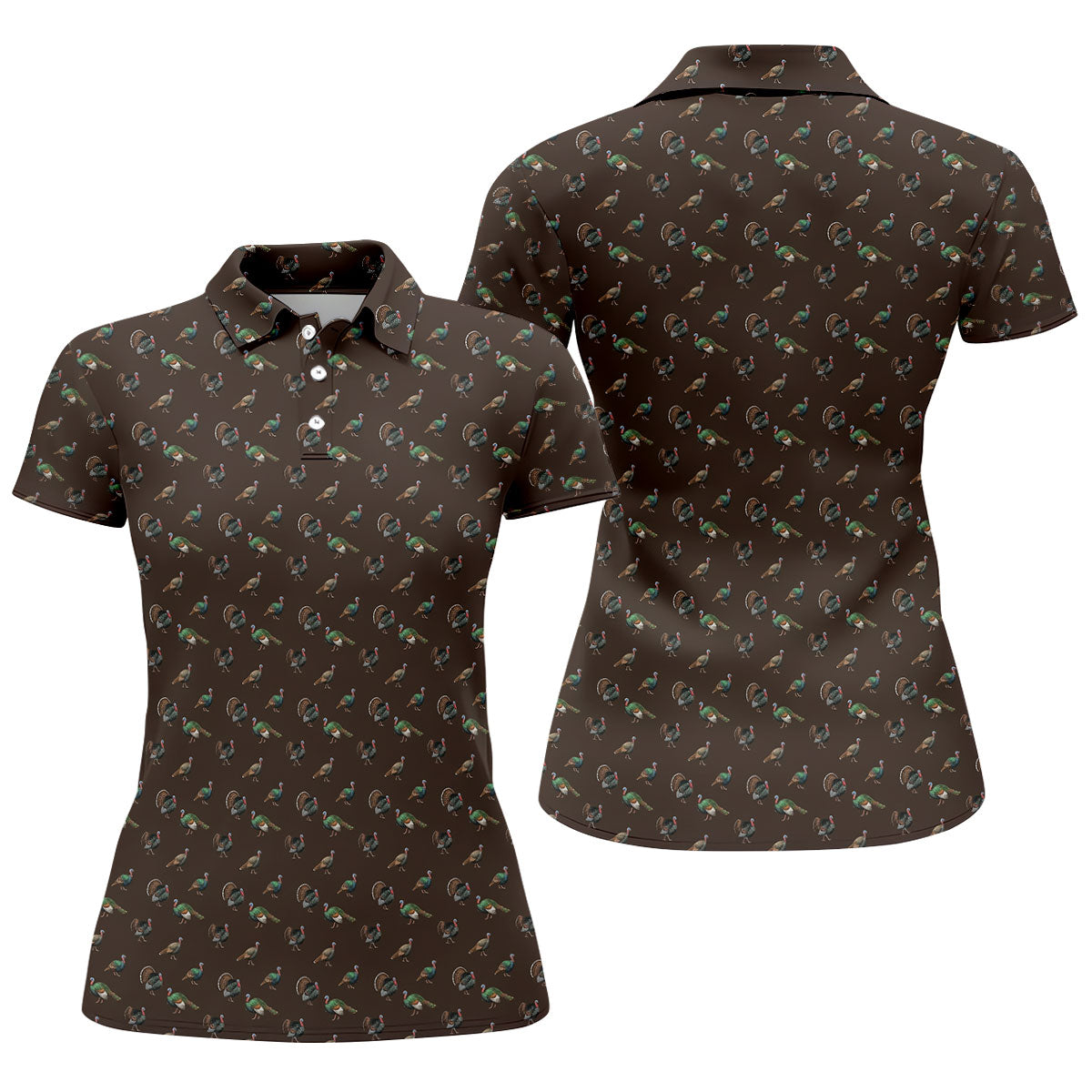 Turkey Hunting Seamless Pattern Funny Golf Shirts, Women's Golf Tops, Ladies Golf Shirts