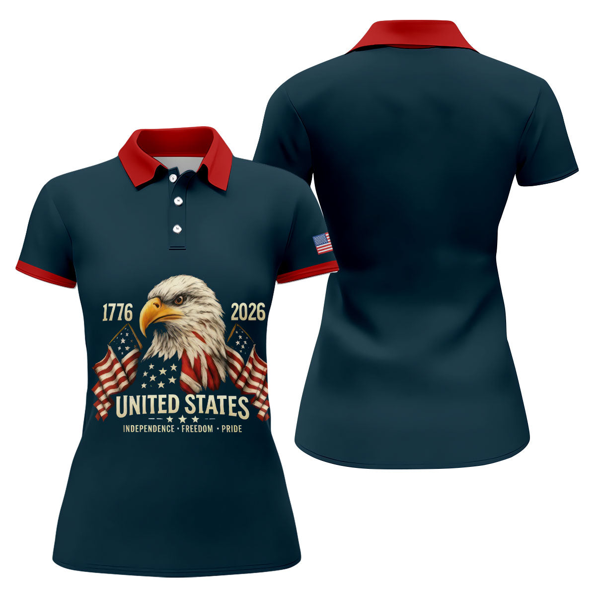 America Flag 250th 1776-2026 4th Of July Golf Shirt, Patriotic Golf Shirt, Golf Shirts For Women