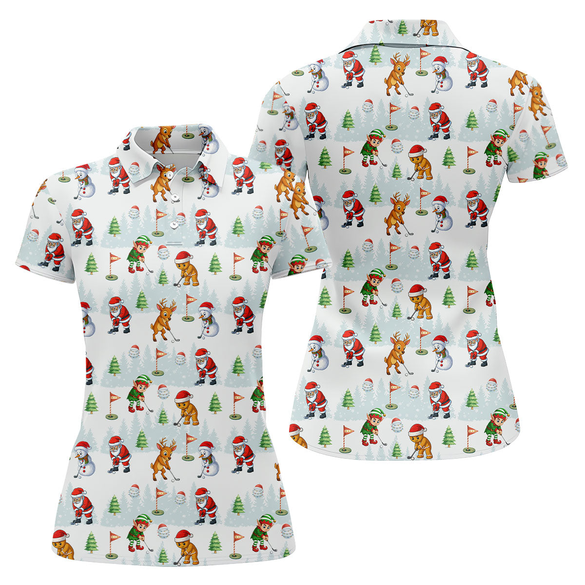 Classic Christmas Characters Fun Women's Golf Shirts, Cute Golf Outfit, Ladies Golf Tops, Christmas Golf Shirt