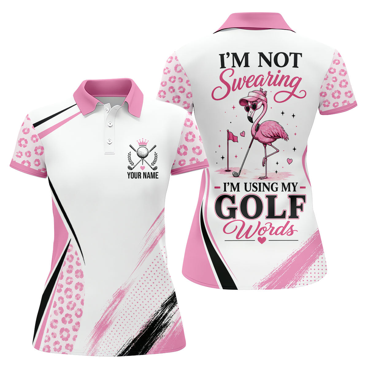 Personalized Pink Golf Crest Polo Shirt, Women’s Golf Polo, Ladies Golf Tops