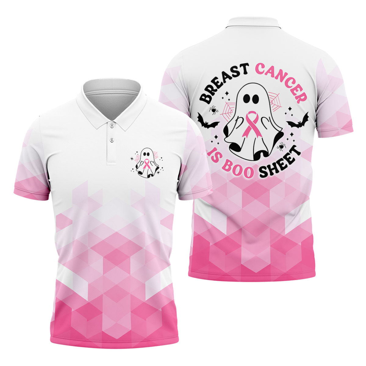 Breast Cancer Is Boo Sheet Ghost Horror Character Polo Shirt, Mens Golf Polo, Printed Golf Shirts