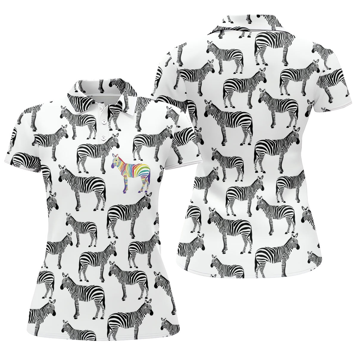 Rainbow Zebra Be Yourself Pride Month Support Ladies Golf Tops, LGBT Community Golf Shirt For Women