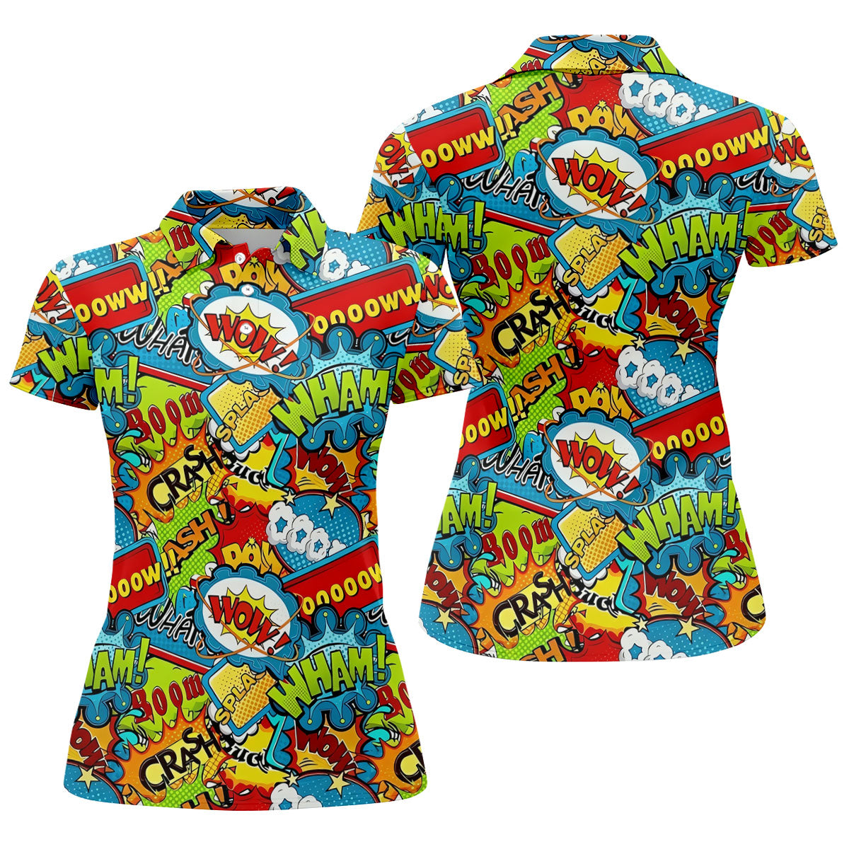 Funny Comic Pop Art Hawaiian Golf Shirt, Ladies Golf Tops, Golf Shirts For Women