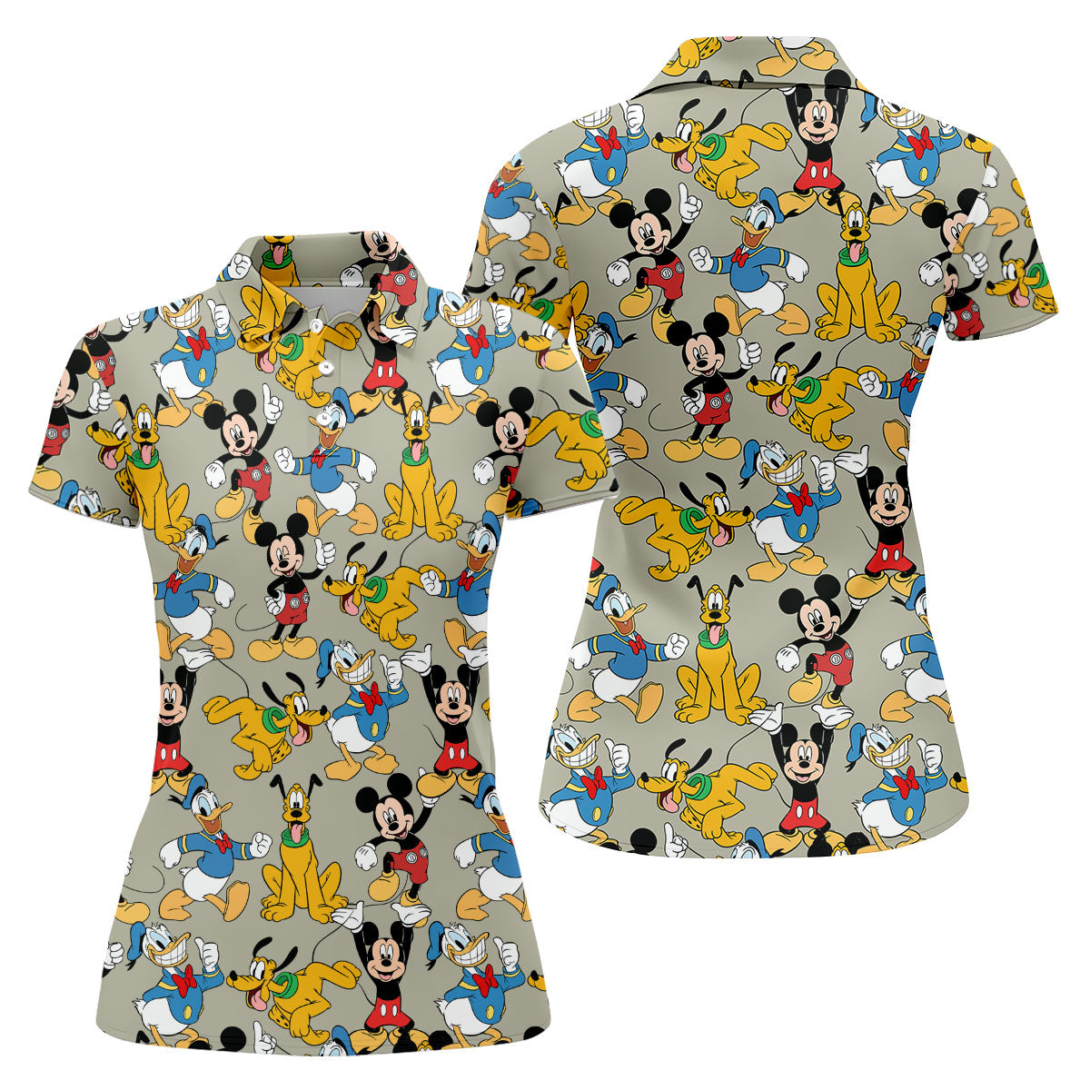 Classic Cartoon Character Pattern Golf Polo Shirt, Ladies Golf Shirts, Golf Tops For Women