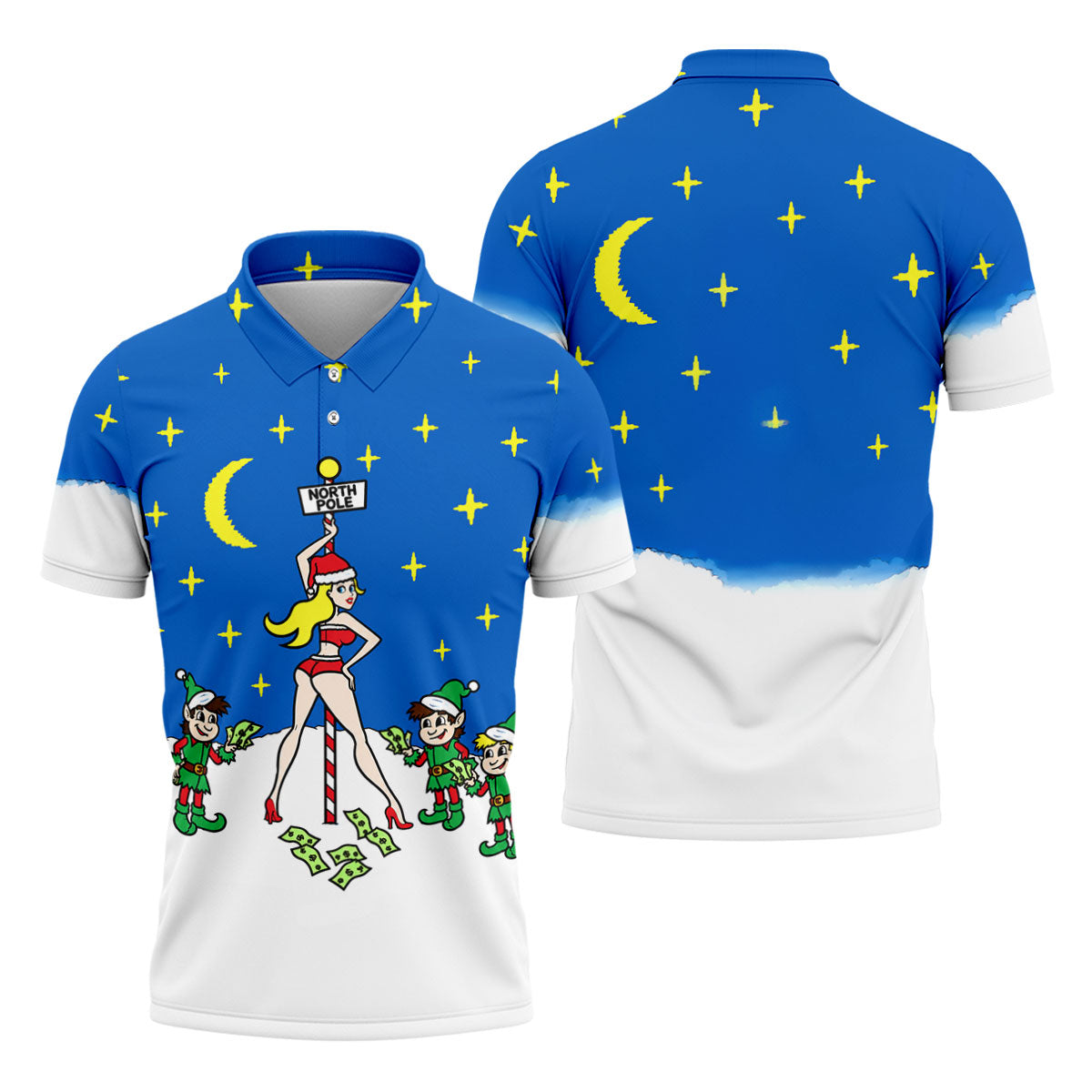 Funny North Pole Christmas Pin Up Polo Shirt, Mens Golf Polo, Polo Shirts For Men