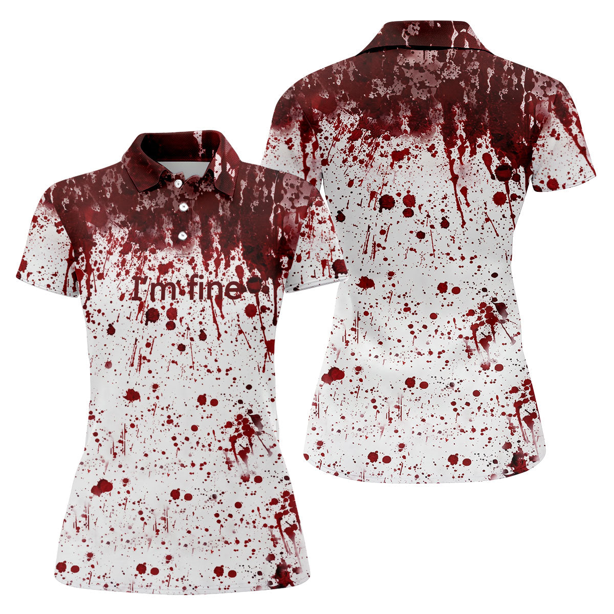 I'm Fine Bloody Splatter Halloween Golf Polo Shirt for Women, Women's Golf Tops, Golf Shirts For Women