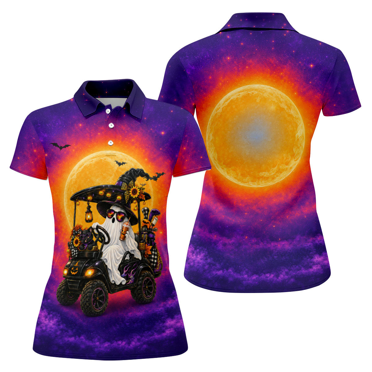 Funny Giant Monster Golf Pattern Polo Shirt, Womens Golf Tops, Ladies Golf Shirts