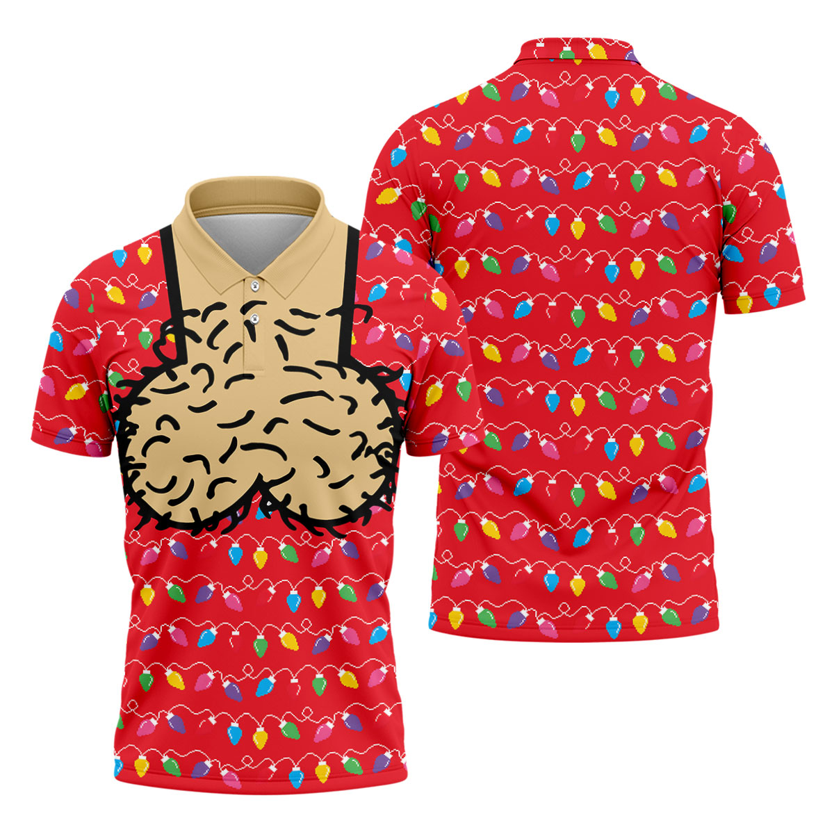 Cheeky Christmas Lights Golf Polo Shirt, Mens Golf Shirts, Golf Apparel For Men