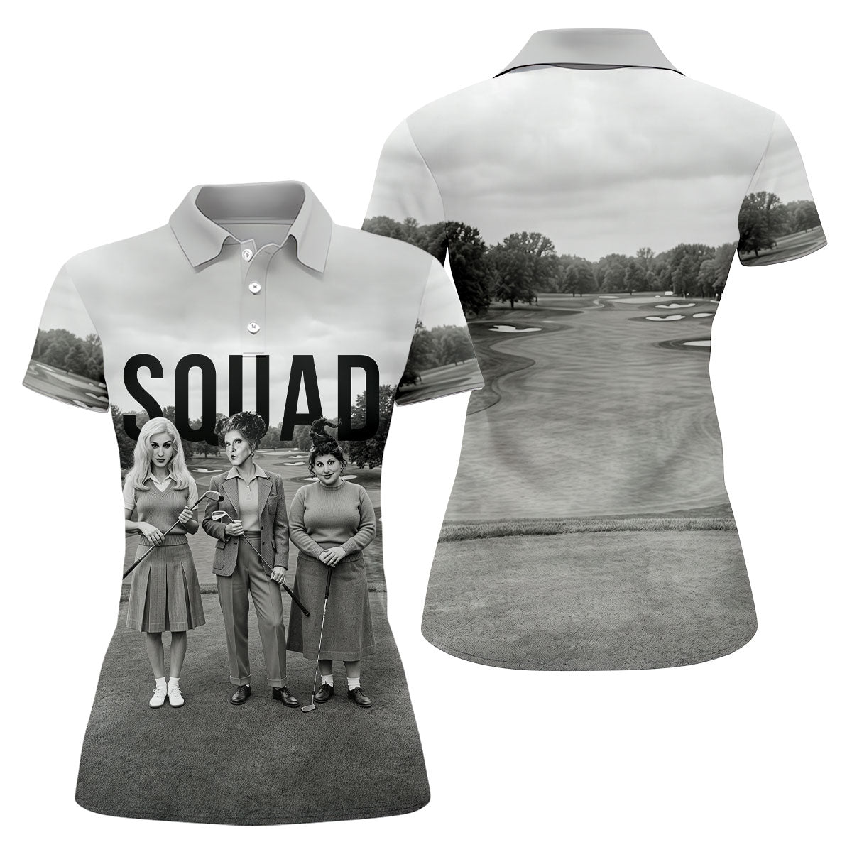Halloween Witch Squad Golf Polo Shirt, Women's Golf Tops, Golf Polo For Women
