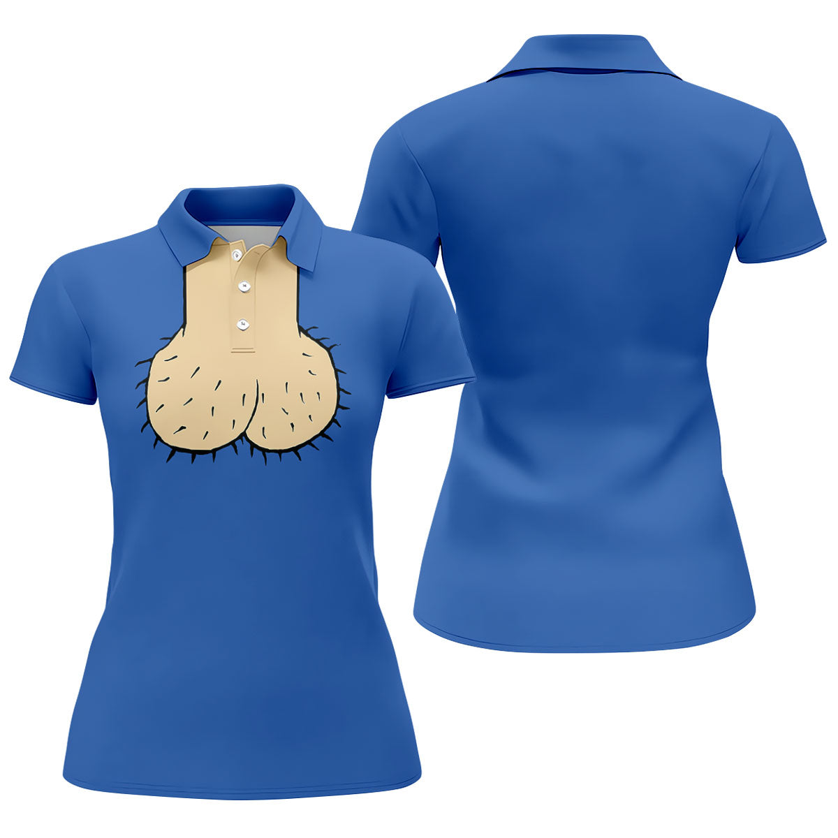 Blue Funny Dickhead Faux Chest Golf Shirt, Women’s Golf Apparel, Performance Golf Shirt