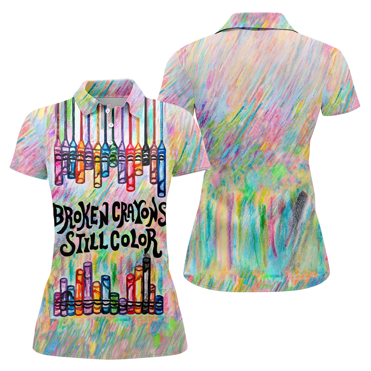 Broken Crayons Still Color Suicide Awareness Golf Polo Shirt, Women's Golf Polo