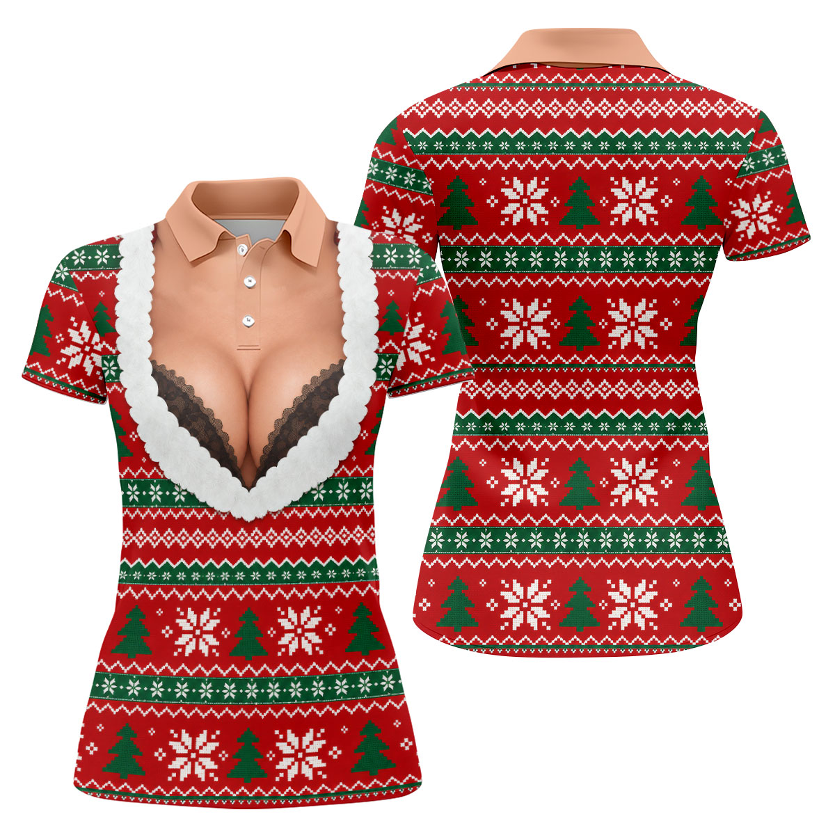 Funny Sexy Cleavage Christmas Golf Shirt, Golf Shirts For Women, Ladies Golf Shirts