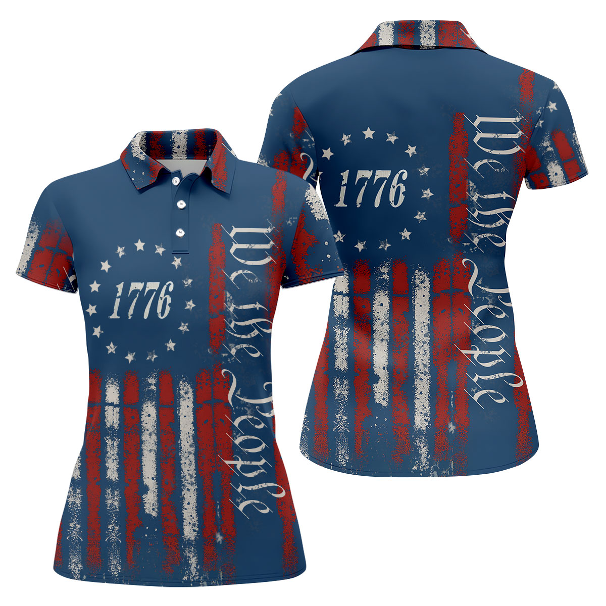1776 We The People Red White Blue 250th Golf Shirt Patriotic Golf Shirt, Golf Shirts For Women