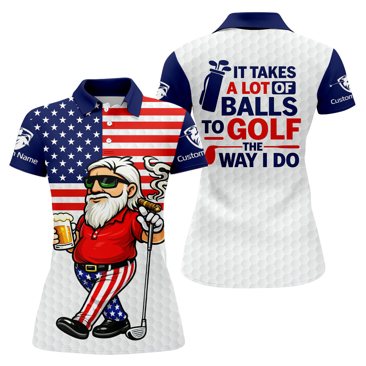 It Takes A Lot Of Ball To Golf The Way I Do Patriotic Man 4th Of July Golf Shirt, 250 Years Golf Shirt For Women