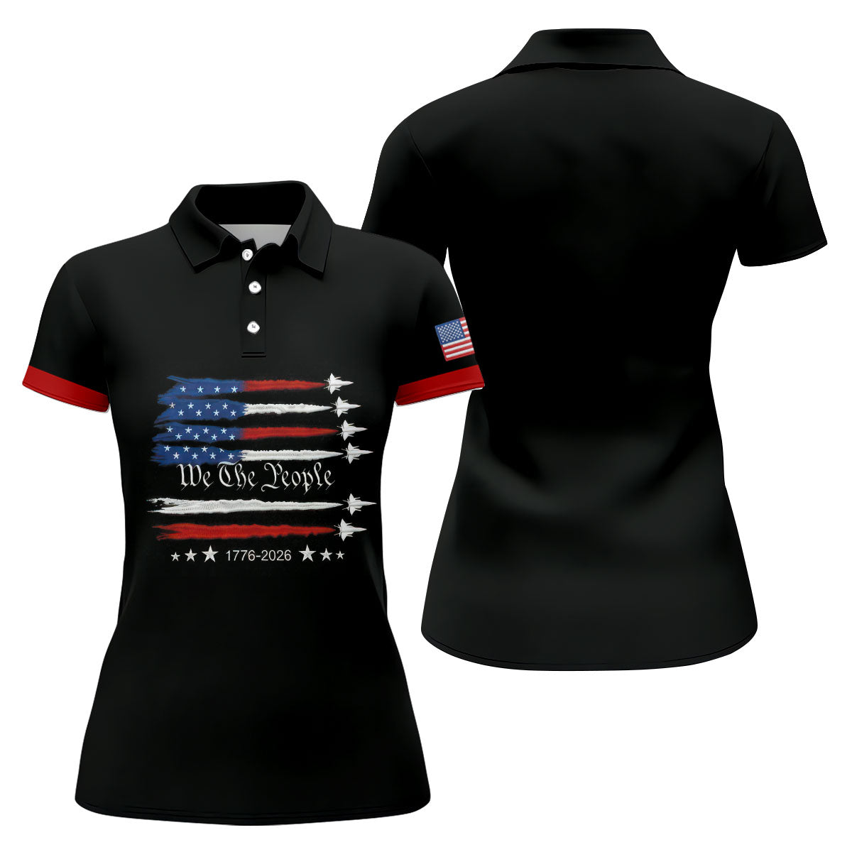 Independence Day Flag We The People Golf Shirt, Patriotic 4th Of July Golf Shirt For Women