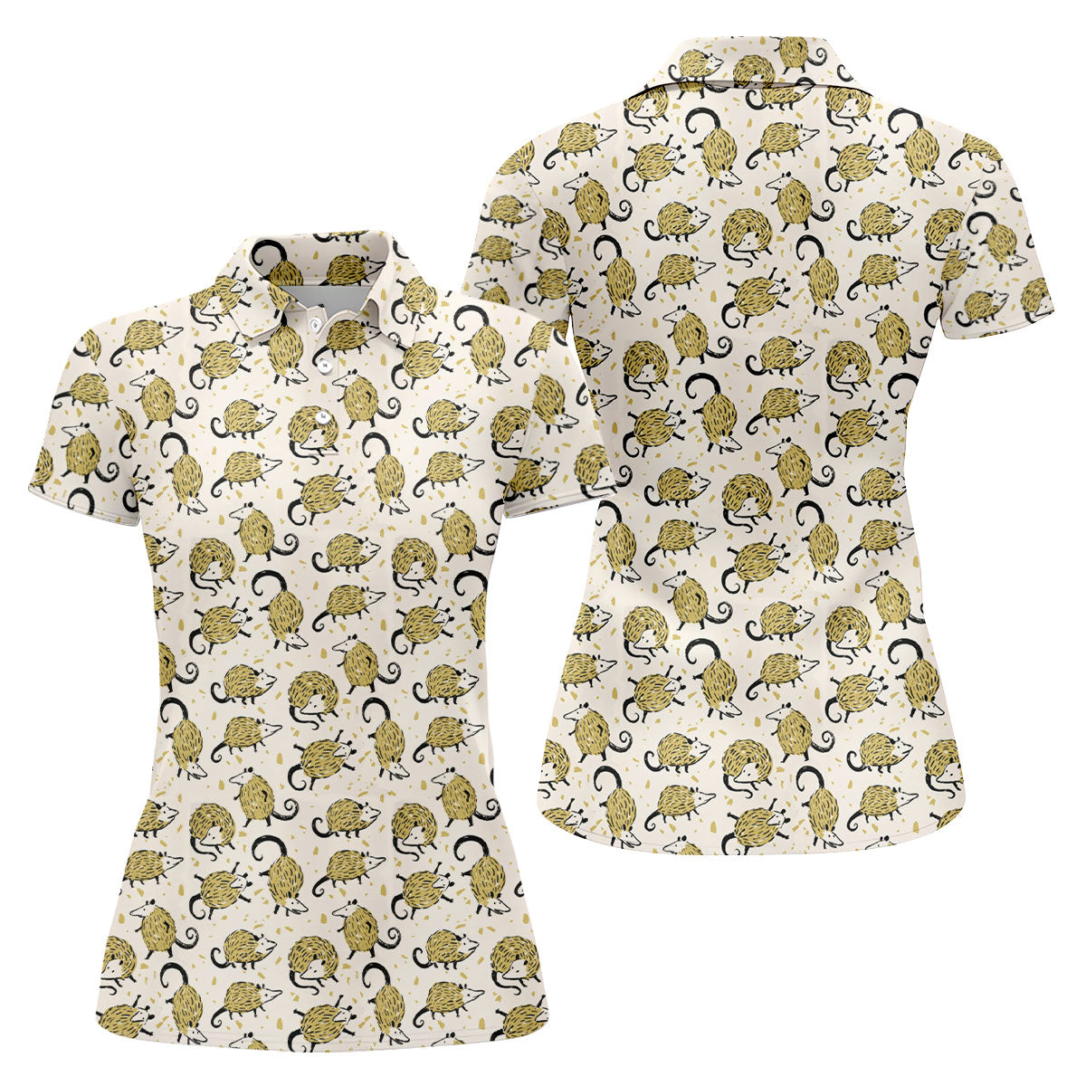 Cute Opossum Seamless Pattern Ladies Golf Tops, Golf Shirt For Women, Ladies Golf Shirts