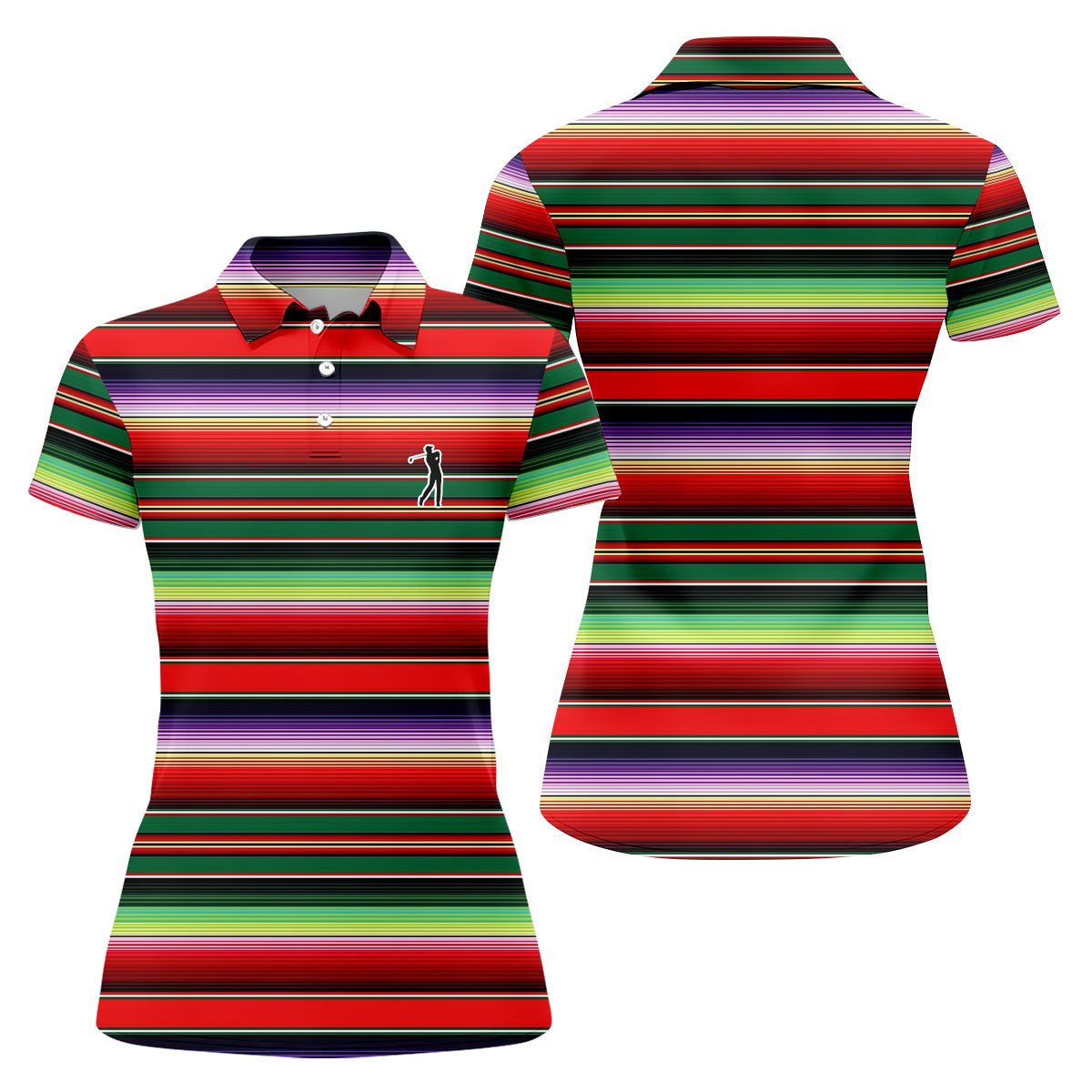 Colorful Stripes Sarape Pattern Cinco De Mayo Celebration Fiesta Themed Golf Shirt For Women