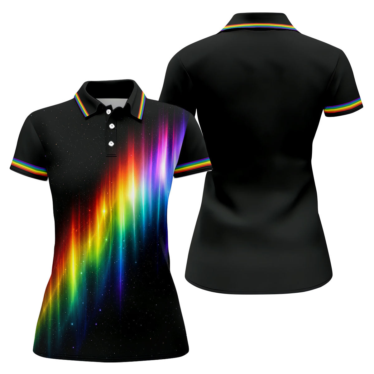 Rainbow Galaxy LGBT Support Gradient Ladies Golf Tops, Pride Month Golf Shirt For Women