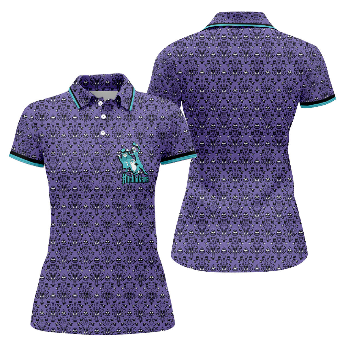 Hitchhikers Horror Character Golf Polo Shirt, Ladies Golf Top, Halloween Shirt For Women