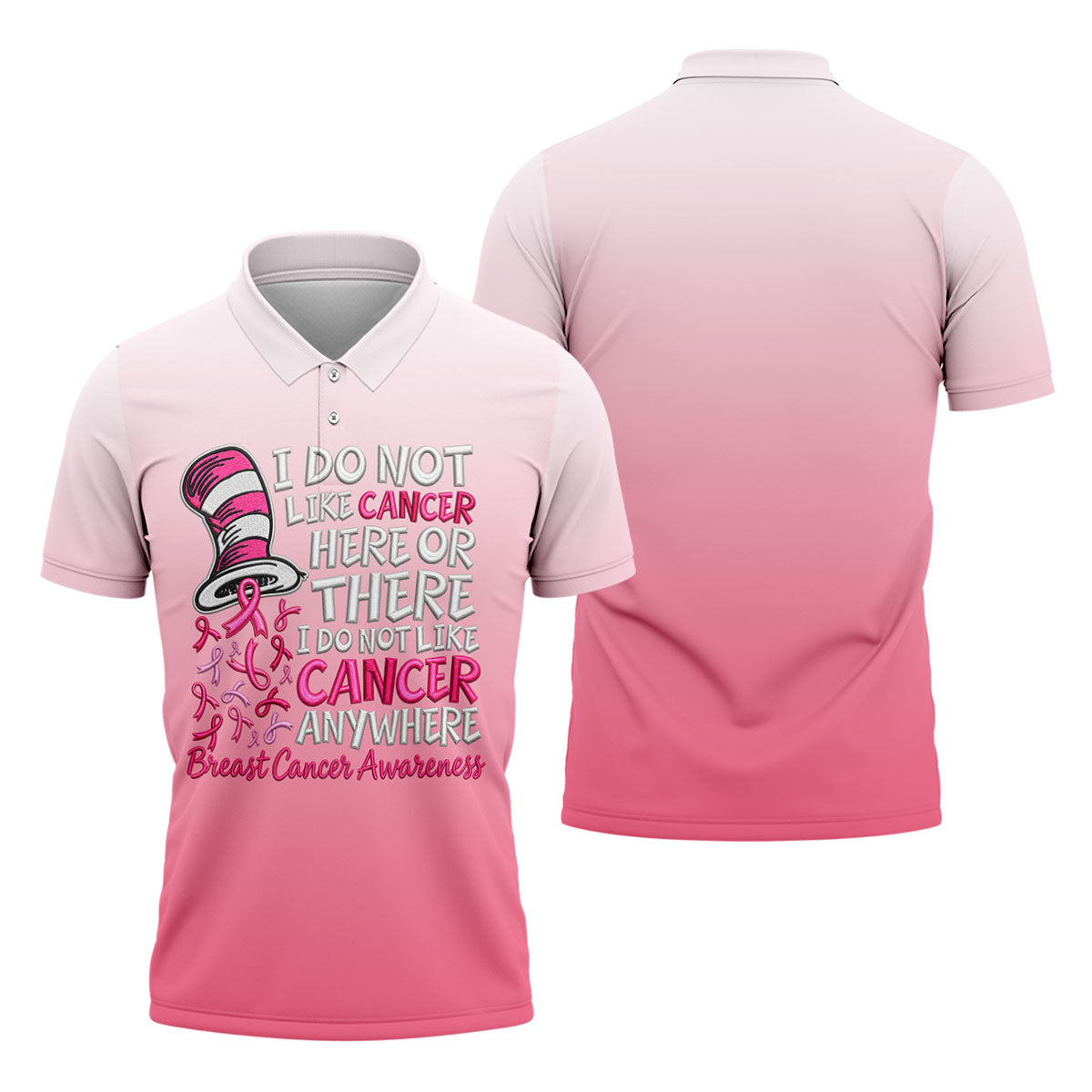 I Do Not Like Cancer Anywhere Breast Cancer Polo Shirt, Mens Golf Polo, Printed Golf Shirts