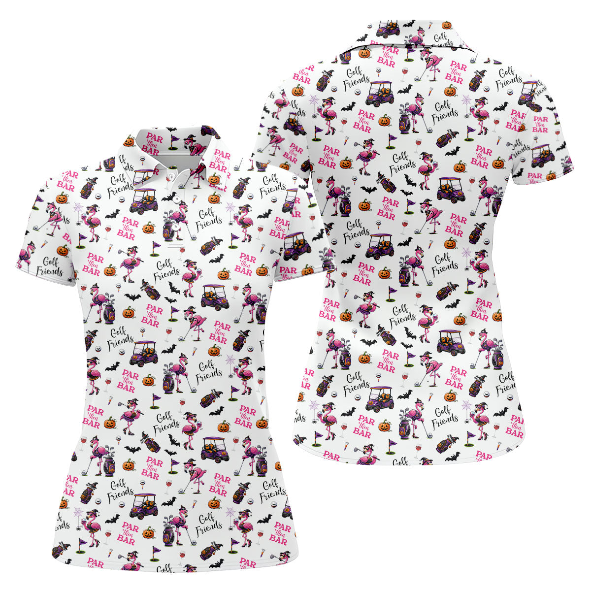 White Par Then Bar Flamingo Halloween Shirt, Women's Golf Apparel, Golf Tops For Women