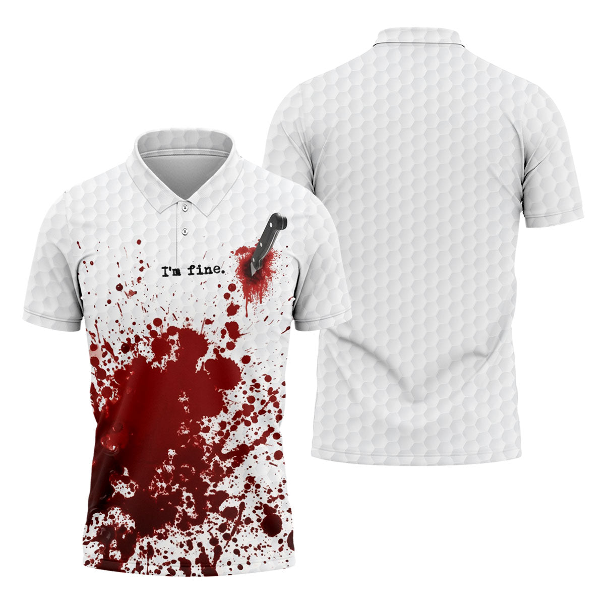 I'm Fine. Horror Golf Polo Shirt, Golf Polo Shirts For Men, Printed Golf Shirts