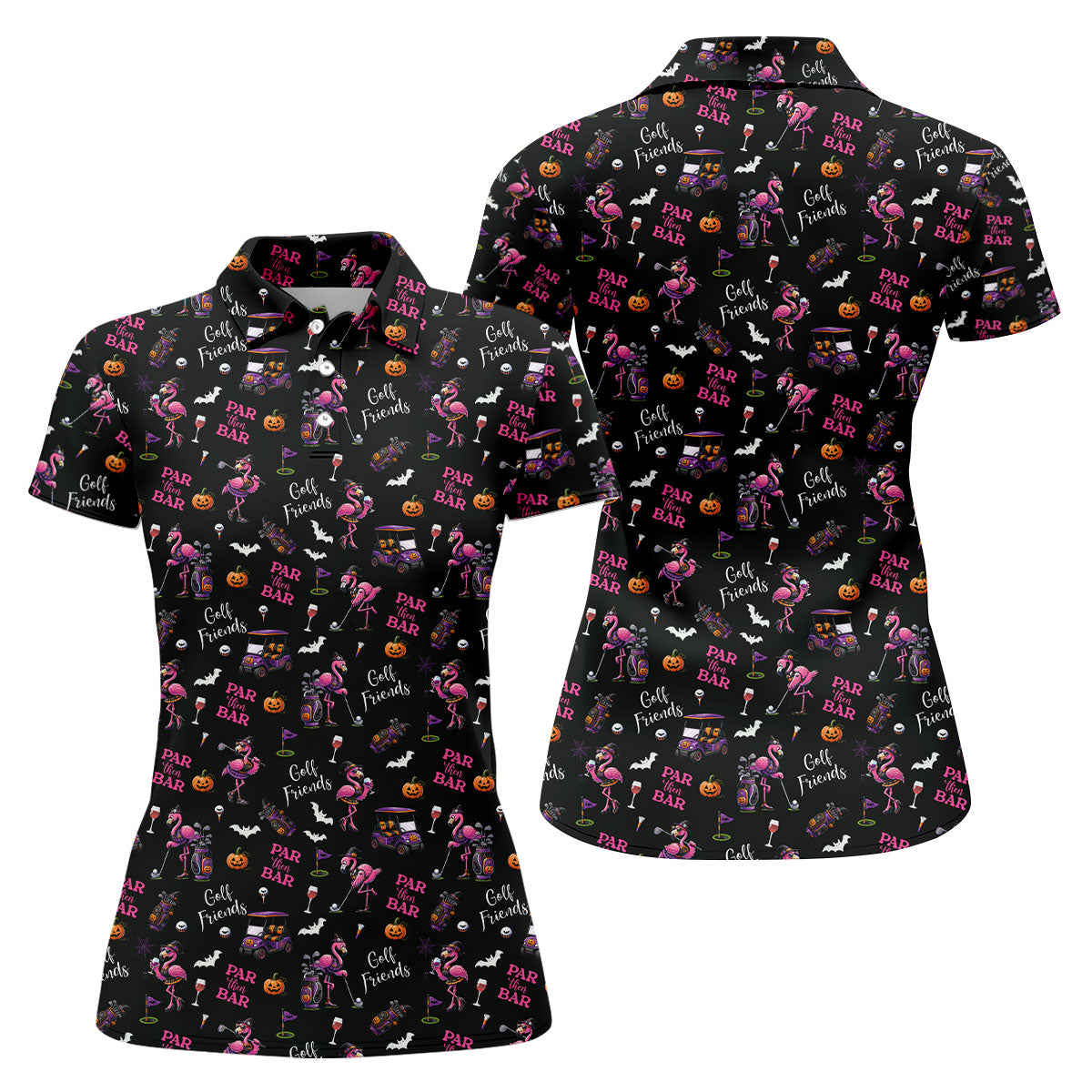 Black Par Then Bar Flamingo Halloween Shirt, Ladies Golf Shirt, Golf Polo For Women