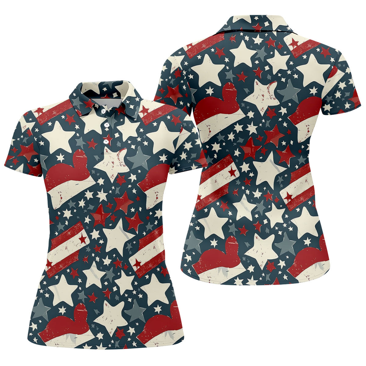 Distressed Texas Flag Golf Shirt, 250 Years Patriotic 4th Of July Golf Shirt For Women
