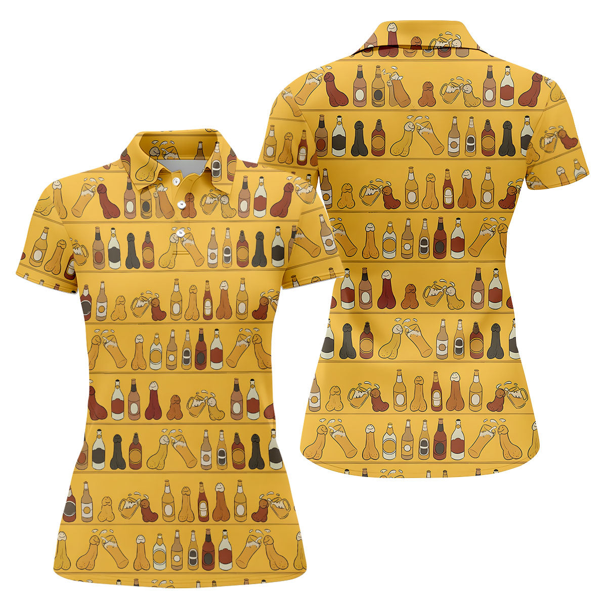 Funny Adult Party Bottle Pattern Golf Shirt, Golf Shirts For Women, Ladies Golf Top