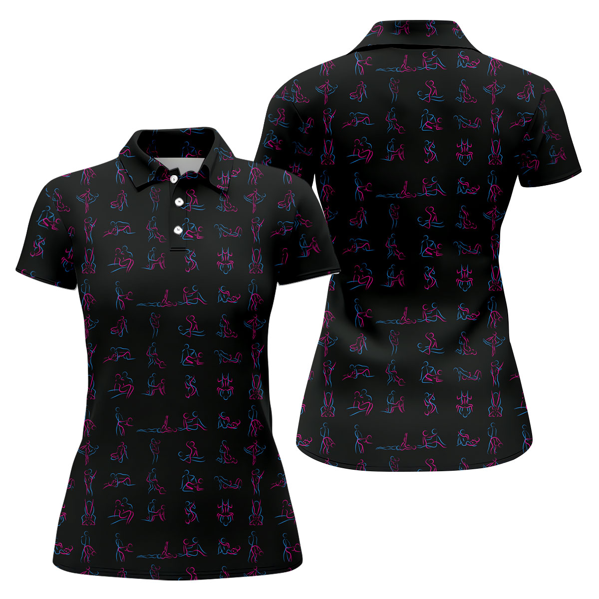 Funny Neon Couples Pattern Golf Polo Shirt, Ladies Golf Shirts, Golf Polo For Women