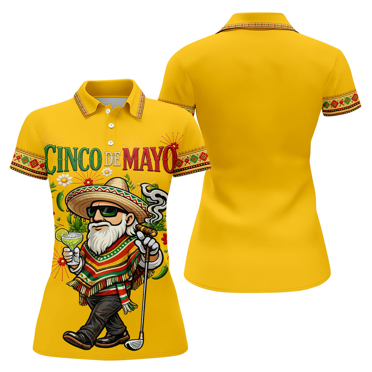 Margarita Man Cinco De Mayo Celebration Yellow Golf Shirt, Fiesta Theme Golf Shirt For Women