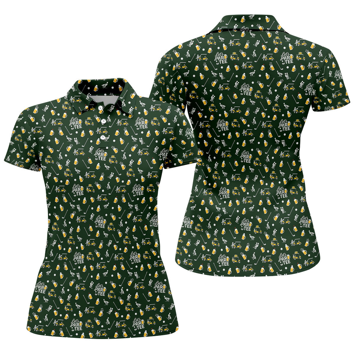 Let's Par Tee Funny Golf Pattern Polo Shirt, Ladies Golf Shirt, Women's Golf Apparel