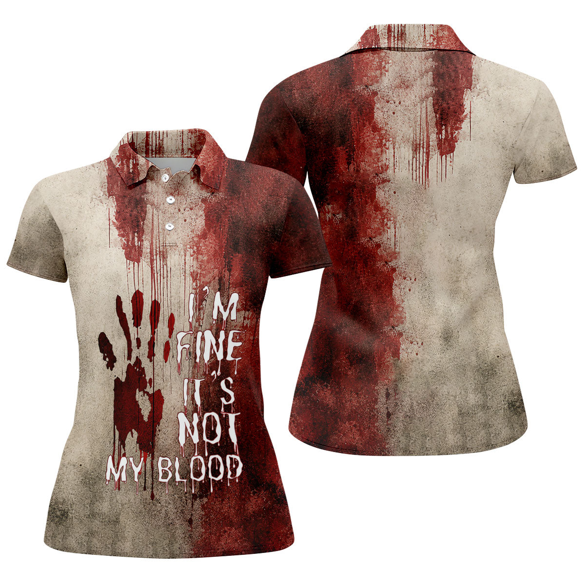 I'm Fine It's Not My Blood Halloween Golf Polo Shirt, Women's Golf Polo, Ladies Golf Shirts