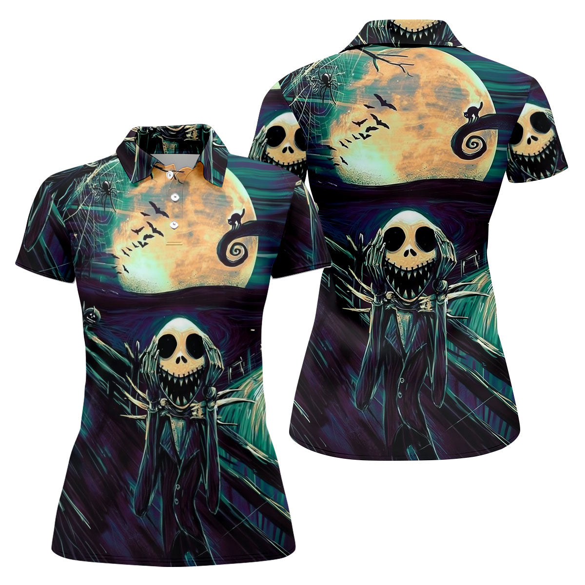 Halloween Skeleton Horror Character Golf Shirt, Golf Shirts For Women, Printed Golf Shirt