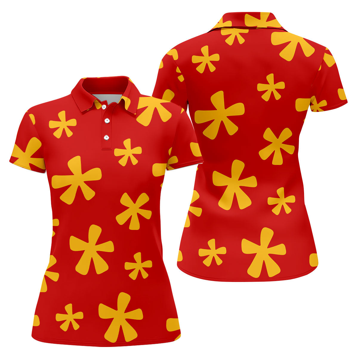 Red Hawaiian Floral Sleeveless Golf Polo, Women’s Sleeveless Golf Shirt, Golf Polo For Women