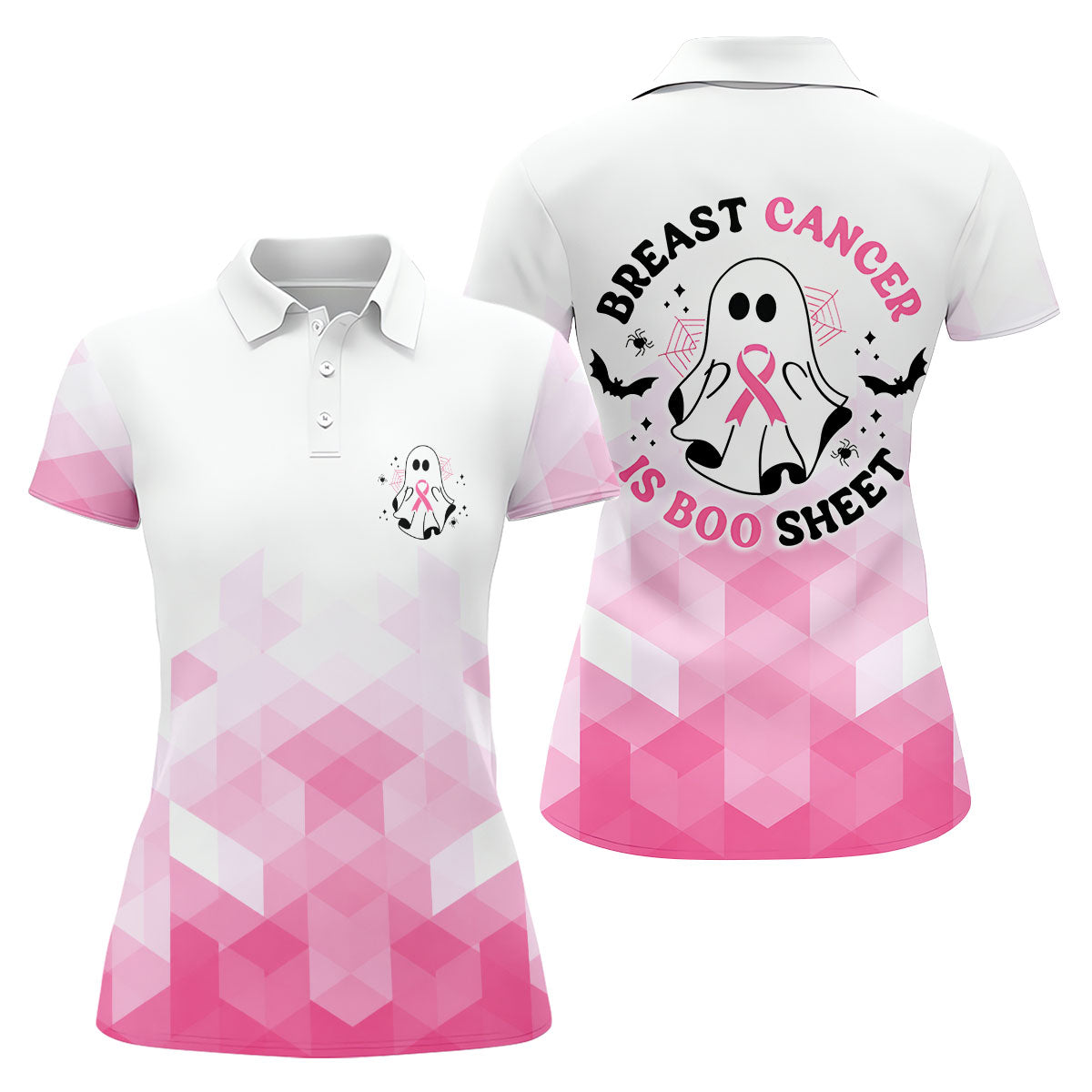 Breast Cancer Is Boo Sheet Horror Character Polo Shirt, Golf Polo For Women, Printed Golf Shirt