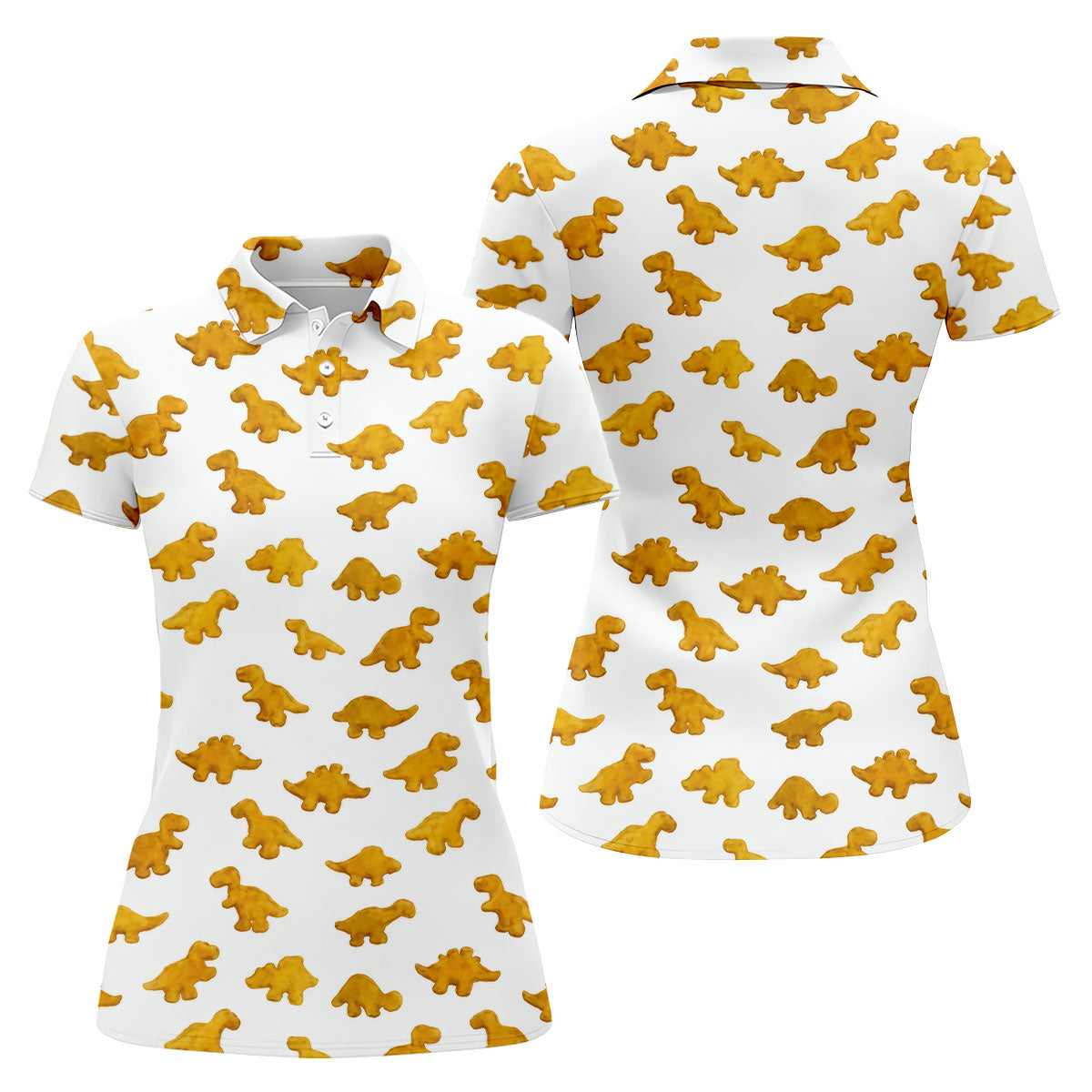 Cute Dinosaur Cookie Pattern Women's Golf Tops, Ladies Golf Shirts, Printed Golf Shirt