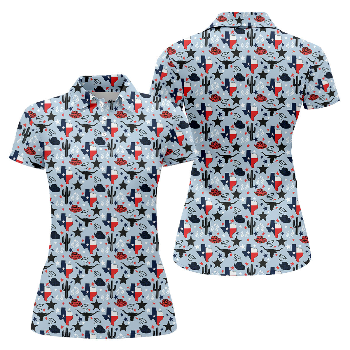 Texas Western Pattern Golf Polo Shirt, Ladies Golf Shirt, Women's Golf Apparel