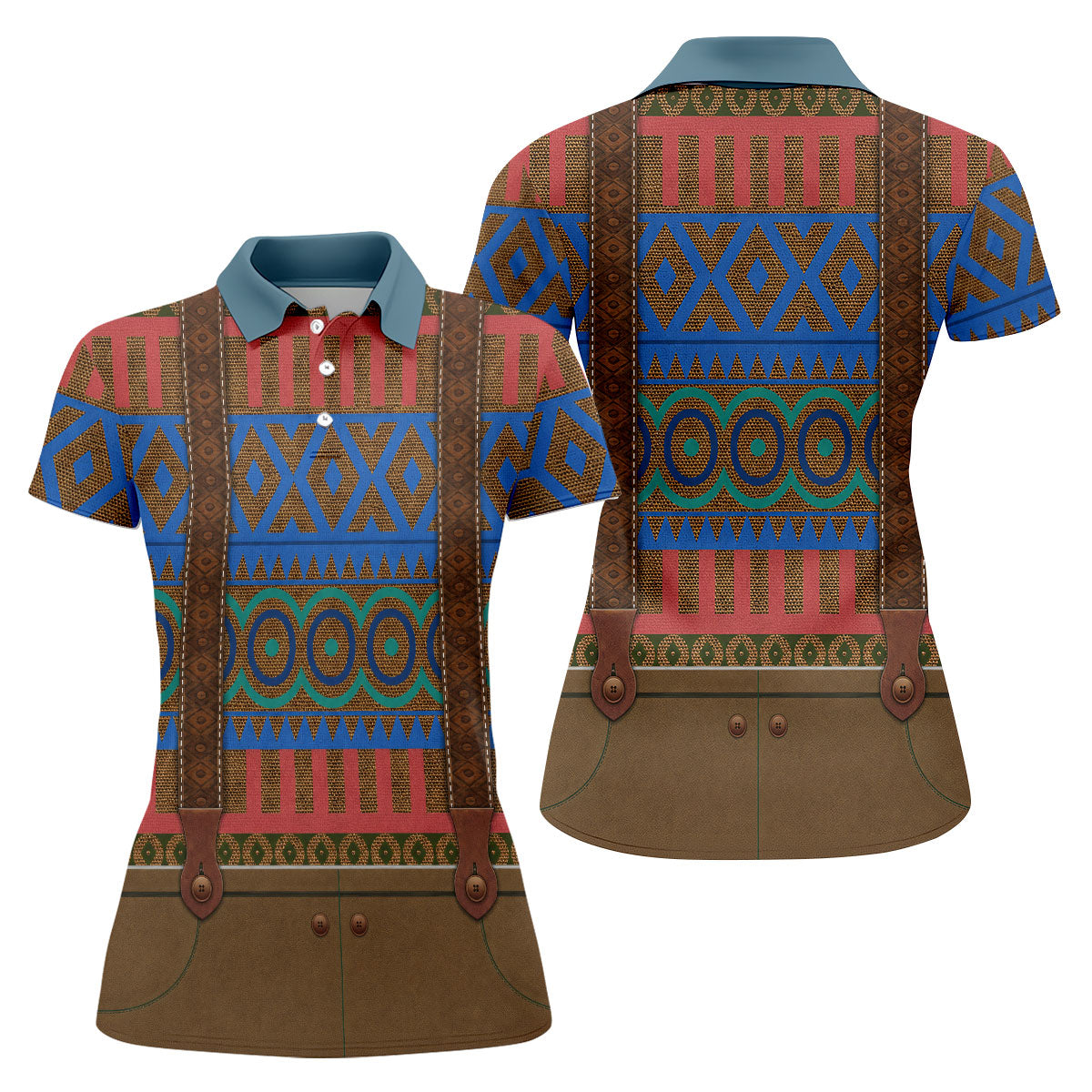 Tribal Suspender Pattern Halloween Golf Polo Shirt, Golf Polo For Women, Printed Golf Shirt