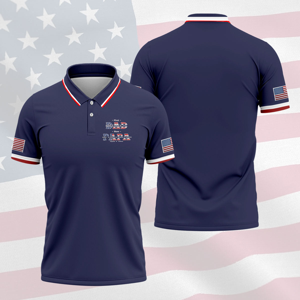 Navy First Dad Now Grandpa Golf Polo Shirt, Golf Polo Shirts For Men, Mens Golf Shirts