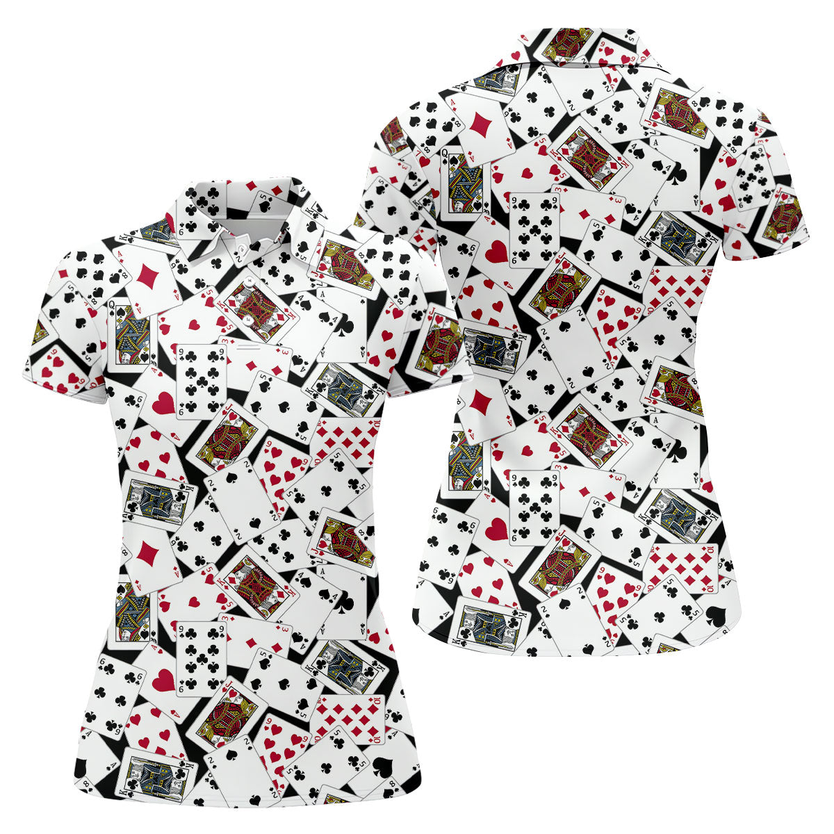Playing Cards Poker Pattern Hawaiian Golf Shirt, Golf Polo For Women, Women’s Golf Apparel