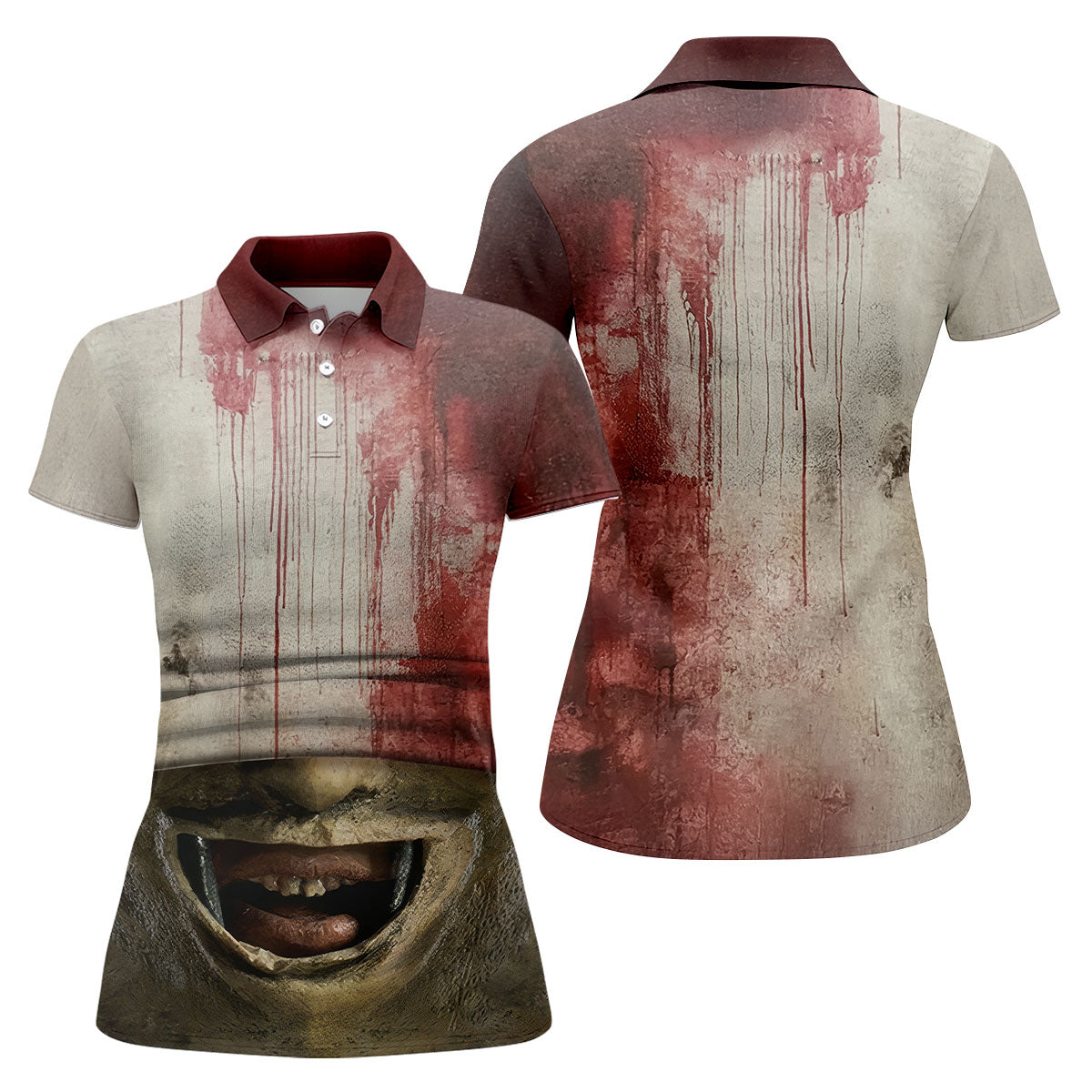 Leather Mask Horror Character Halloween Polo Shirt, Women’s Golf Apparel, Ladies Golf Top