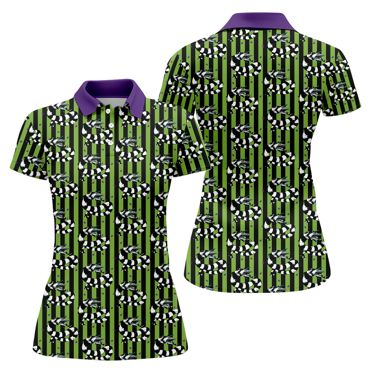 Beetle Stripe Snake Halloween Golf Polo Shirt for Women, Women's Golf Apparel, Ladies Golf Tops