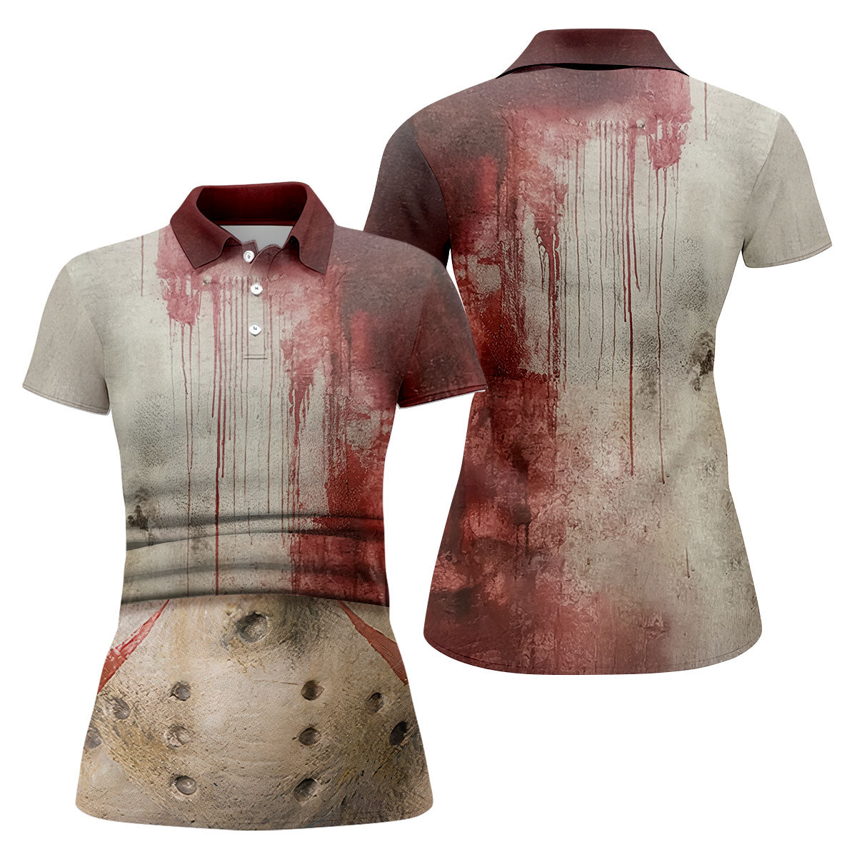 Hockey Mask Horror Character Halloween Polo Shirt, Golf Shirts For Women, Womens Golf Tops