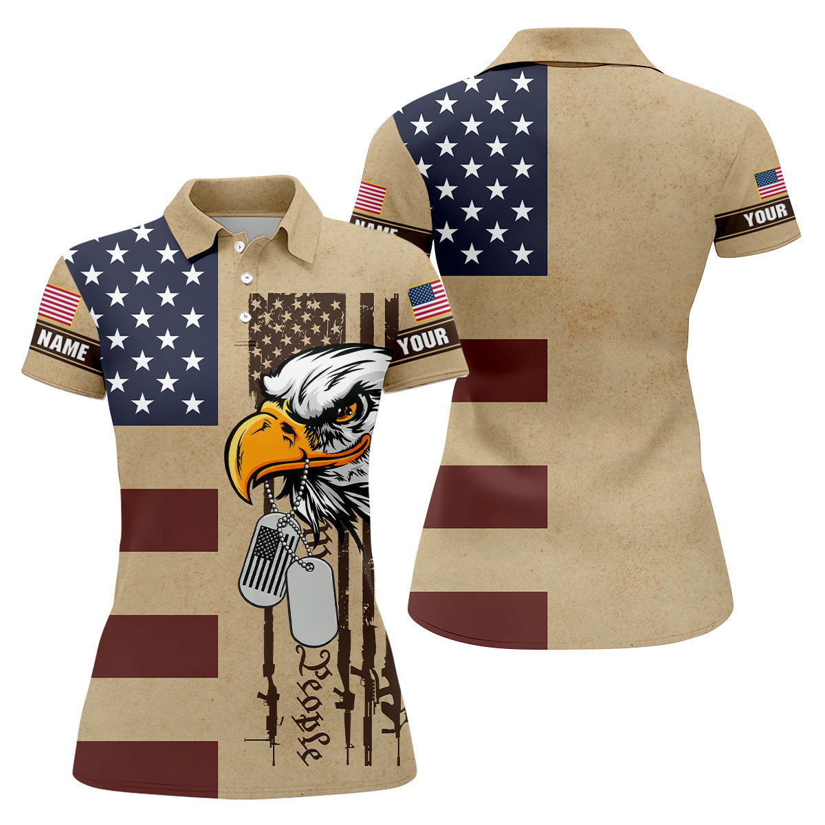 250 Years Bald Eagle American Flag Vintage Golf Shirt, Patriotic 4th Of July Golf Shirt For Women