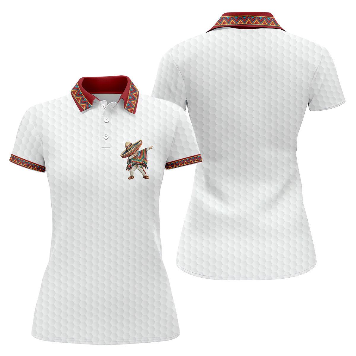 Cinco De Mayo Celebration Golf Ball Pattern White Golf Shirt, Golf Shirt For Women