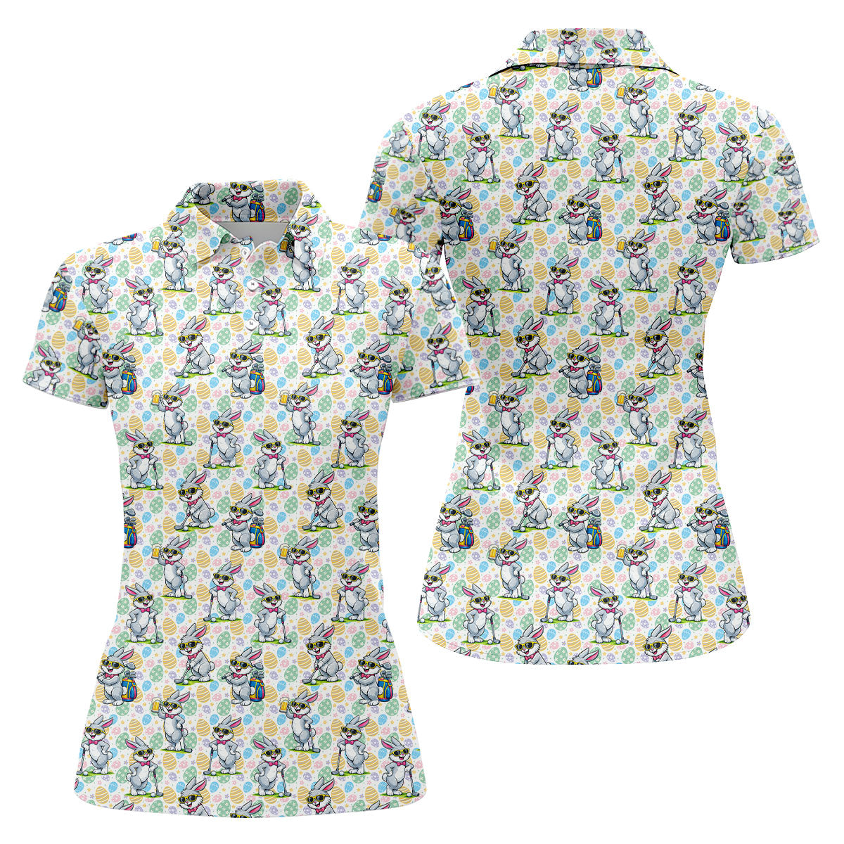 Funny Easter Bunny Golf And Beer Women Golf Top, Fun Women's Golf Shirts, Ladies Golf Shirts