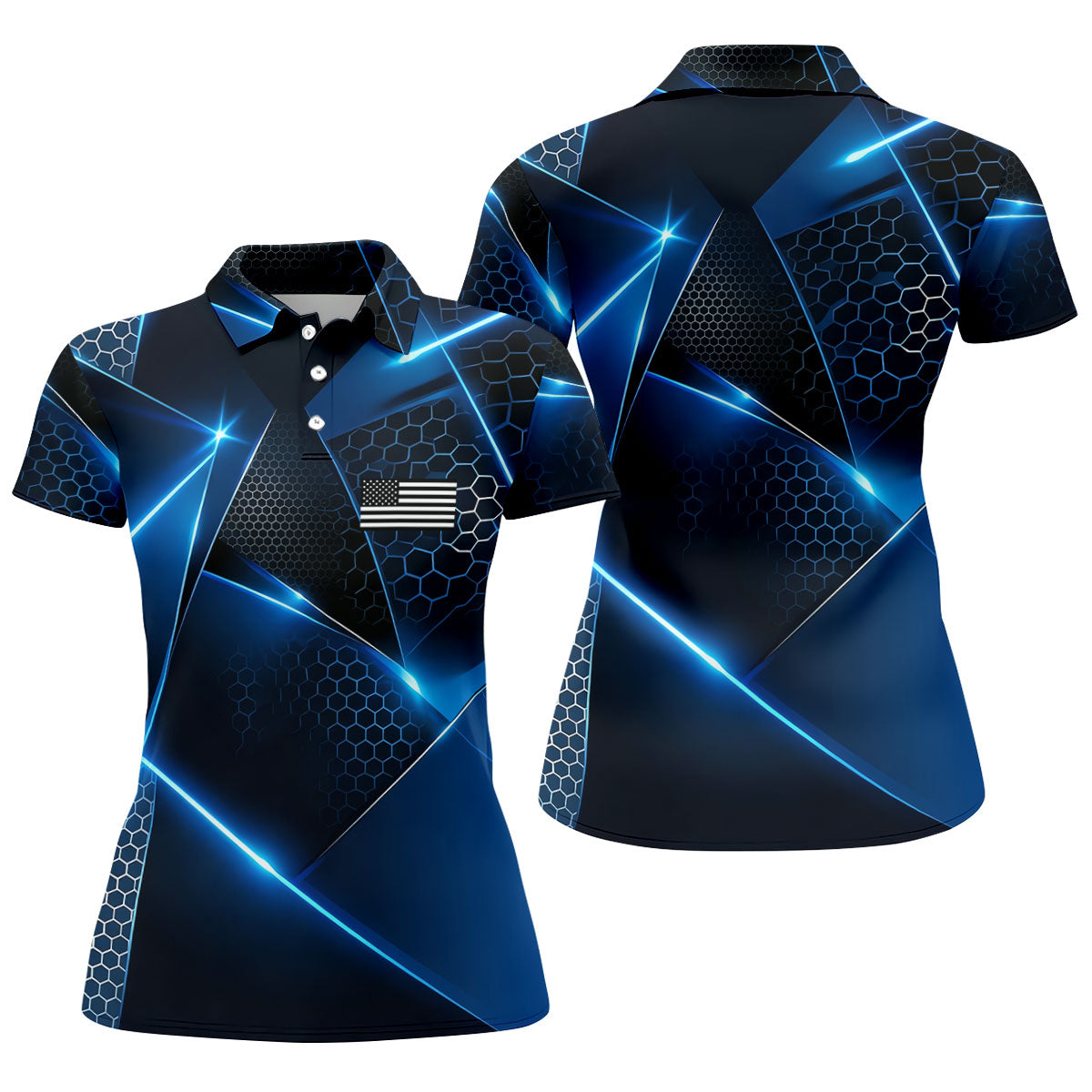 Black And Blue Gradient Patriotic Golf Shirt, 250 Years 4th Of July Golf Shirt For Women